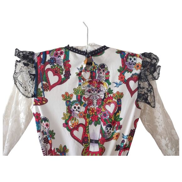 Day of The Dead Girls Dress Size XL Knit Fringe Costume Dios De Los Muertos - Picture 5 of 11